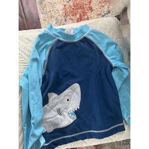 GYMBOREE SWIM SHOP NAVY & BLUE SHARK RASHGUARD 3T Pre-own Set With Other Pant